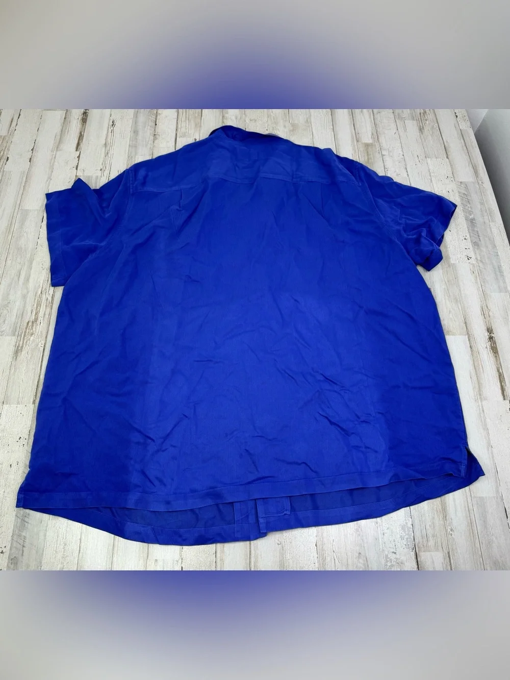 Oak Hill Mens 3XL Blue Short Sleeve Button Down Shirt Rayon Blend